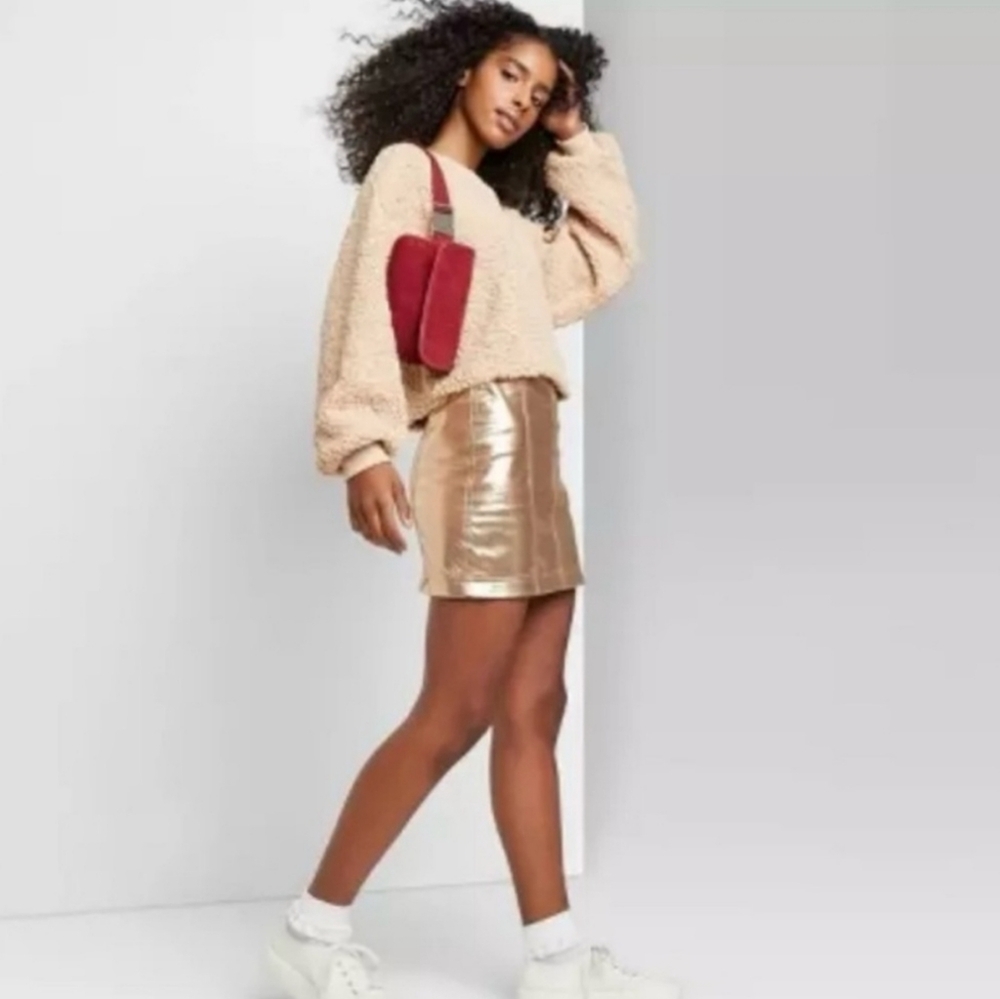 Wild Fable Gold Metallic Mini Skirt